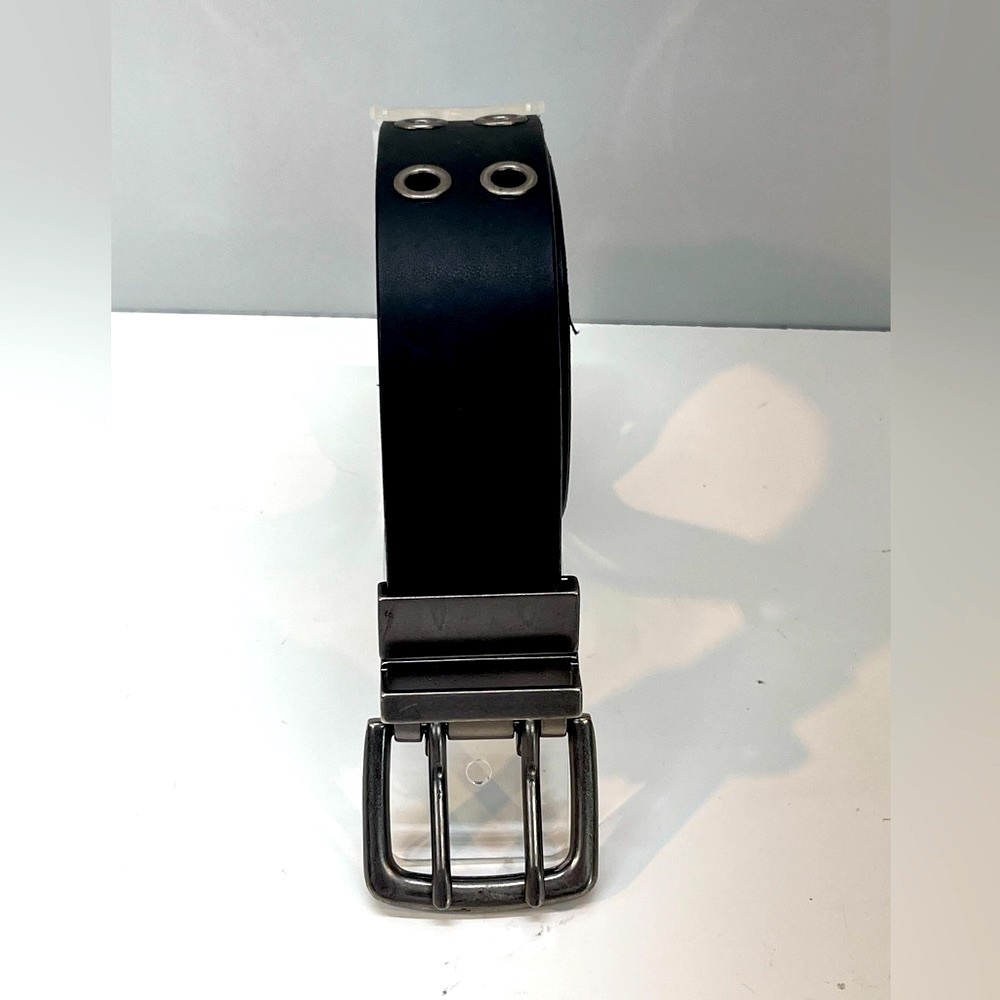 Reversable Belt Brown Black Silver Buckle Unisex Grommet Detail XL Mexico